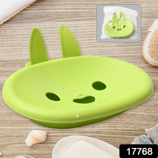 Soap Box Cute Rabbit Shape Double Bowl Plastic Rack Storage