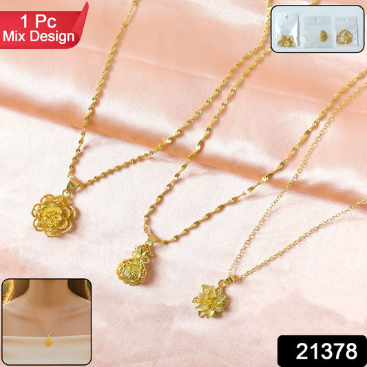 Floral design gold tone pendant jewelry